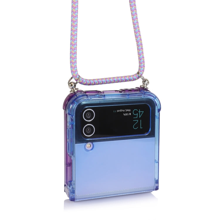 Para Samsung Galaxy Z Flip3 5G Gradient Color Funda para teléfono a prueba de golpes con cordón (Gradient Blue Purple)