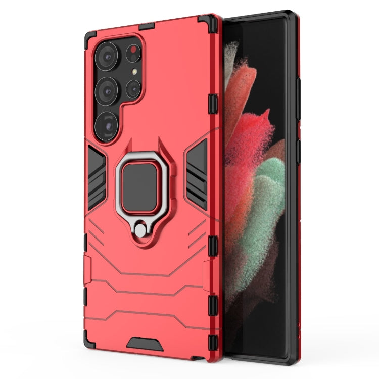 Para Samsung Galaxy S23 Ultra 5G Soporte de anillo magnético PC + TPU Funda para teléfono (Rojo)