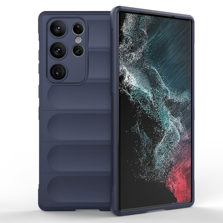 Para Samsung Galaxy S23 Ultra 5G Magic Shield TPU + Estuche para teléfono de franela (Azul oscuro)