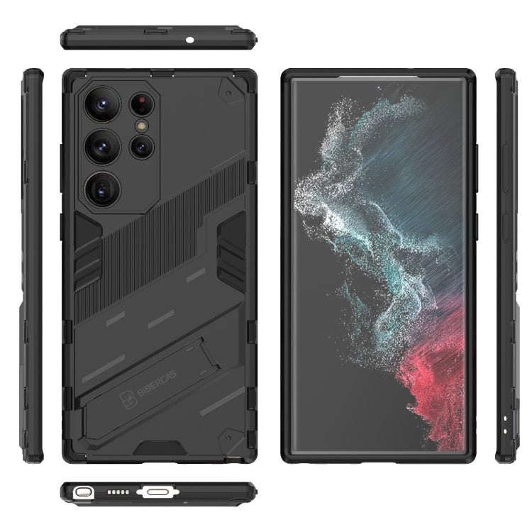 Para Samsung Galaxy S23 Ultra 5G Punk Armor 2 en 1 PC + TPU Funda para teléfono a prueba de golpes con soporte invisible (Negro)