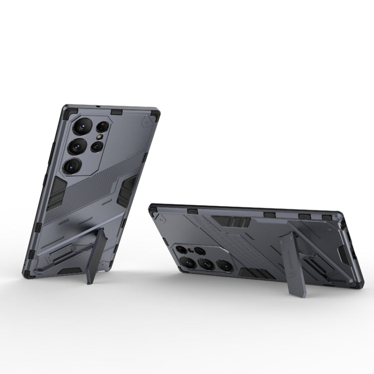 Para Samsung Galaxy S23 Ultra 5G Punk Armor 2 en 1 PC + TPU Funda para teléfono a prueba de golpes con soporte invisible (Gris)