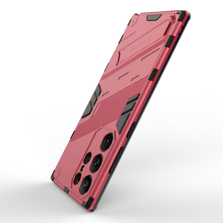 Para Samsung Galaxy S23 Ultra 5G Punk Armor 2 en 1 PC + TPU Funda para teléfono a prueba de golpes con soporte invisible (rojo claro)