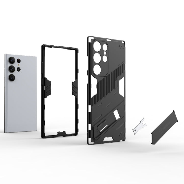Para Samsung Galaxy S23 Ultra 5G Punk Armor 2 en 1 PC + TPU Funda para teléfono a prueba de golpes con soporte invisible (Gris)