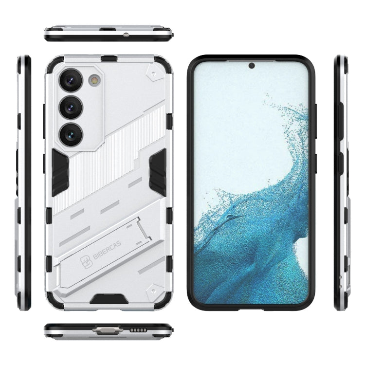 Para Samsung Galaxy S23 5G Punk Armor 2 en 1 PC + TPU Funda para teléfono a prueba de golpes con soporte invisible (Blanco)