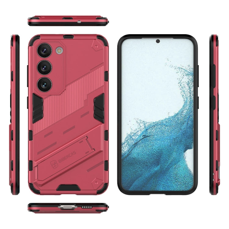 Para Samsung Galaxy S23 5G Punk Armor 2 en 1 PC + TPU Funda para teléfono a prueba de golpes con soporte invisible (Rojo claro)