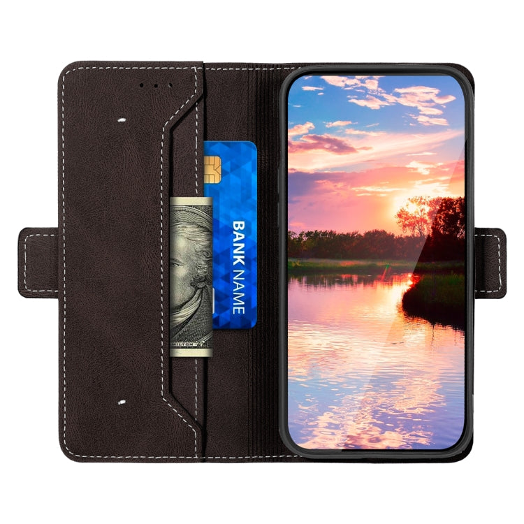 Para Samsung Galaxy A14 5G Estuche para teléfono de cuero RFID con costura lateral magnética (café)