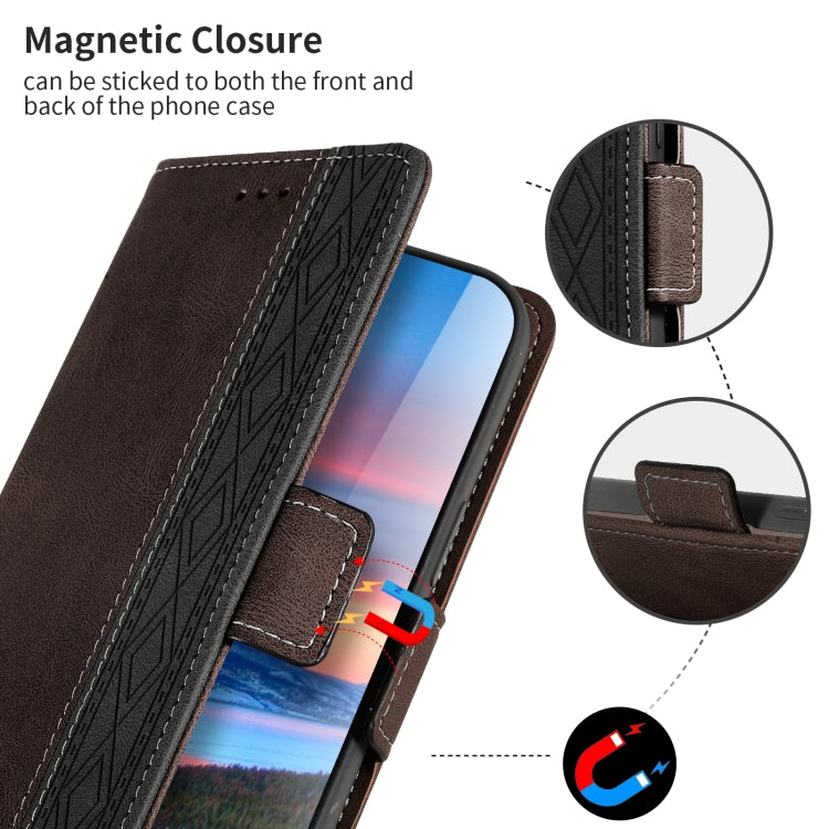 Para Samsung Galaxy A14 5G Estuche para teléfono de cuero RFID con costura lateral magnética (café)