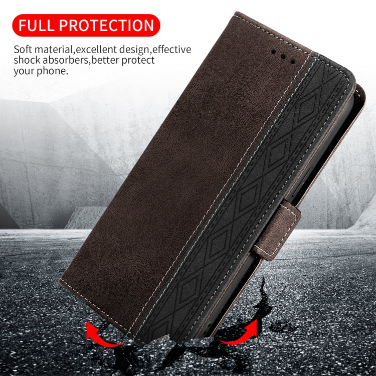 Para Samsung Galaxy A14 5G Estuche para teléfono de cuero RFID con costura lateral magnética (café)