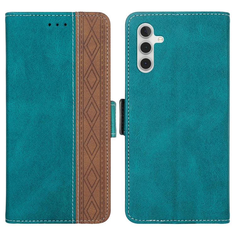 Para Samsung Galaxy A14 5G Estuche para teléfono de cuero RFID con costura lateral magnética (verde oscuro)