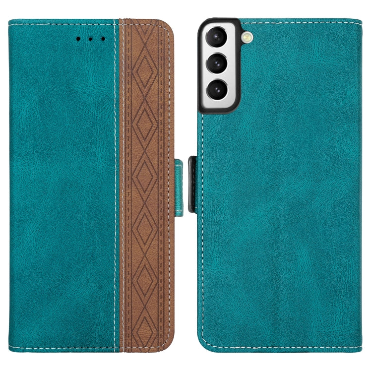 Para Samsung Galaxy S23+ 5G Estuche para teléfono de cuero RFID con costura lateral magnética (verde oscuro)
