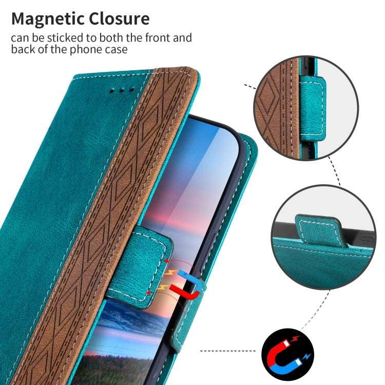 Para Samsung Galaxy S23+ 5G Estuche para teléfono de cuero RFID con costura lateral magnética (verde oscuro)