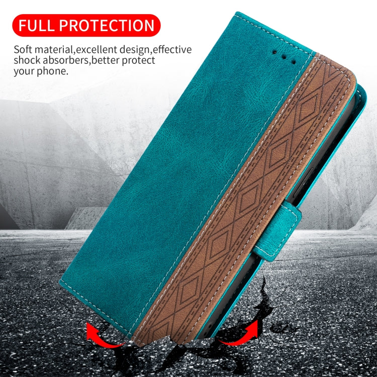 Para Samsung Galaxy S23+ 5G Estuche para teléfono de cuero RFID con costura lateral magnética (verde oscuro)