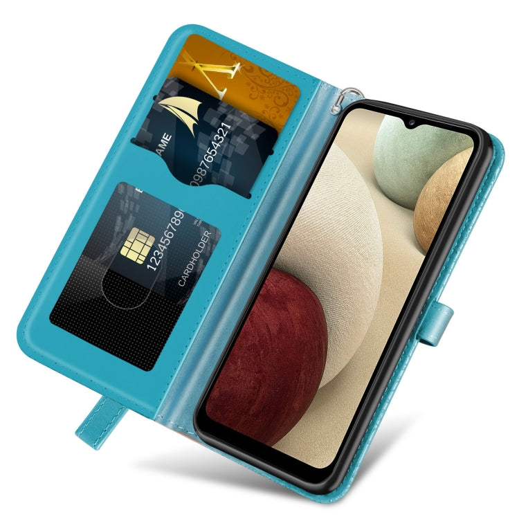 Para Samsung Galaxy A14 5G Life Tree Relieve Patrón Funda de cuero para teléfono (Azul)