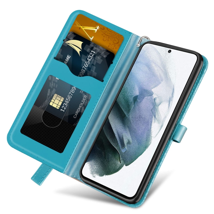 Para Samsung Galaxy S23 5G Life Tree Relieve Patrón Funda de cuero para teléfono (Azul)