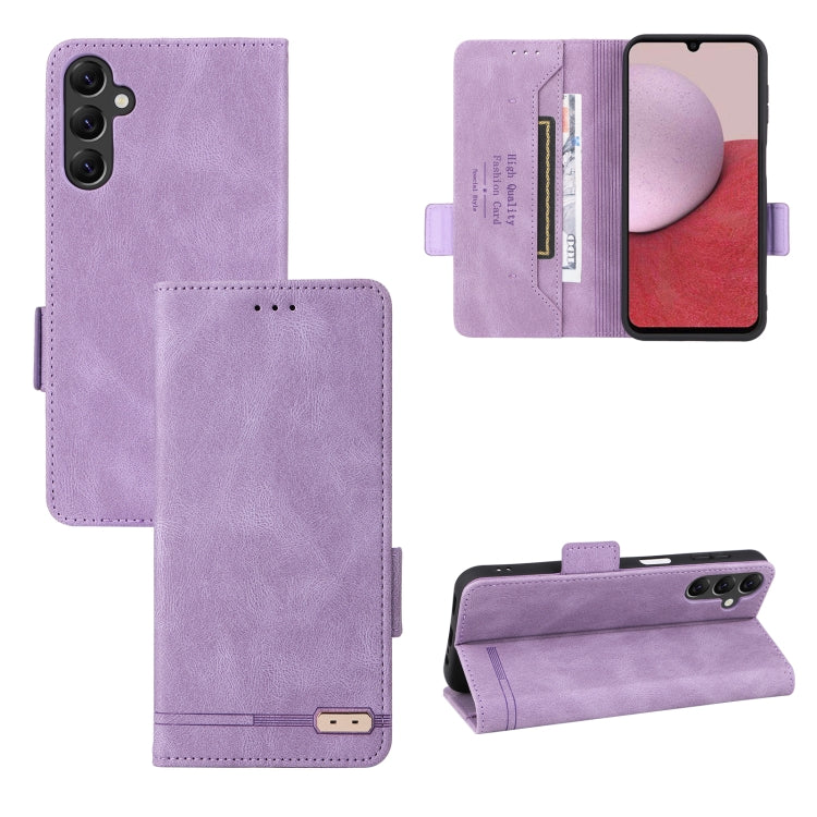 Para Samsung Galaxy A14 5G Funda de cuero con cierre magnético (Púrpura)