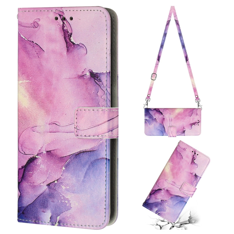 Para Tecno Camon 19 Neo Crossbody Funda de teléfono de cuero con patrón de mármol pintado (Púrpura)