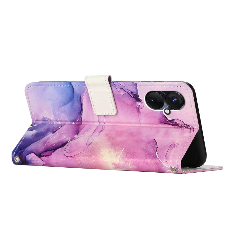 Para Tecno Camon 19 Neo Crossbody Funda de teléfono de cuero con patrón de mármol pintado (Púrpura)