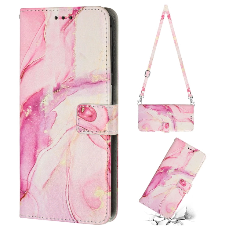 Para Tecno Camon 19 Neo Crossbody Funda de teléfono de cuero con patrón de mármol pintado (oro rosa)