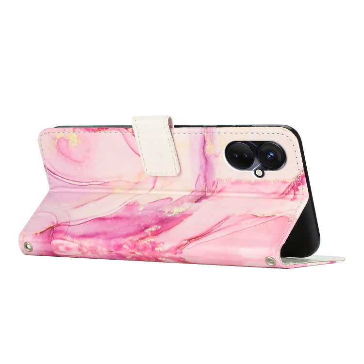 Para Tecno Camon 19 Pro 5G Crossbody Funda de teléfono de cuero con patrón de mármol pintado (oro rosa)