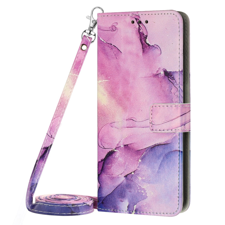 Para Tecno Camon 19/19 Pro Crossbody Funda de teléfono de cuero con patrón de mármol pintado (púrpura)