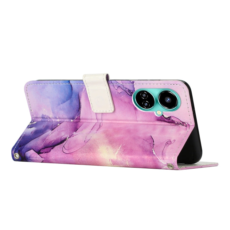 Para Tecno Camon 19/19 Pro Crossbody Funda de teléfono de cuero con patrón de mármol pintado (púrpura)