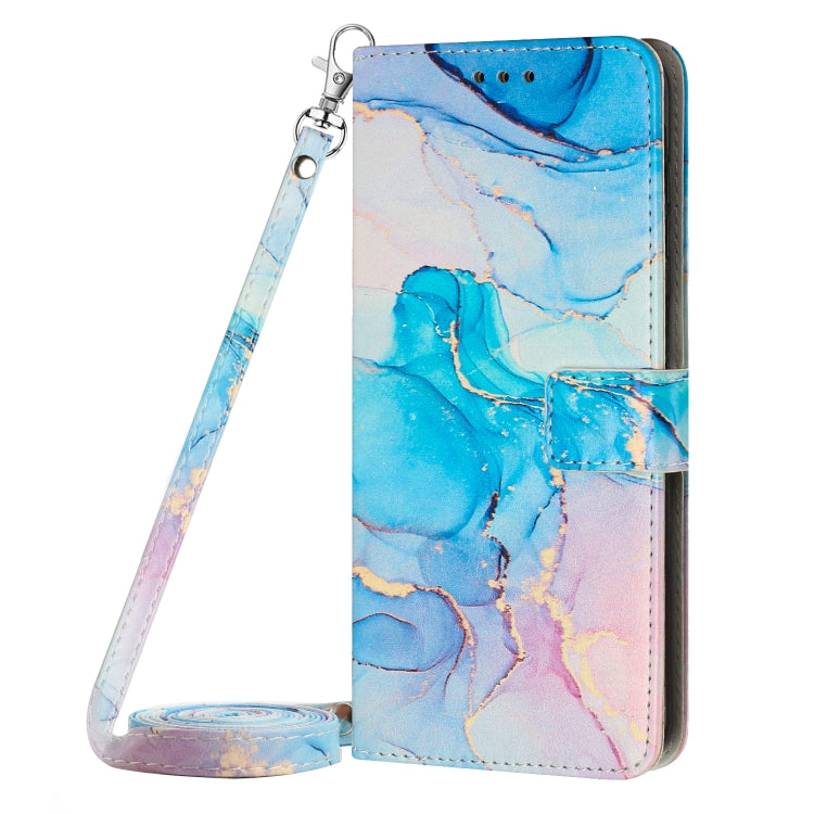 Para Tecno Camon 19/19 Pro Crossbody Funda de teléfono de cuero con patrón de mármol pintado (rosa verde)
