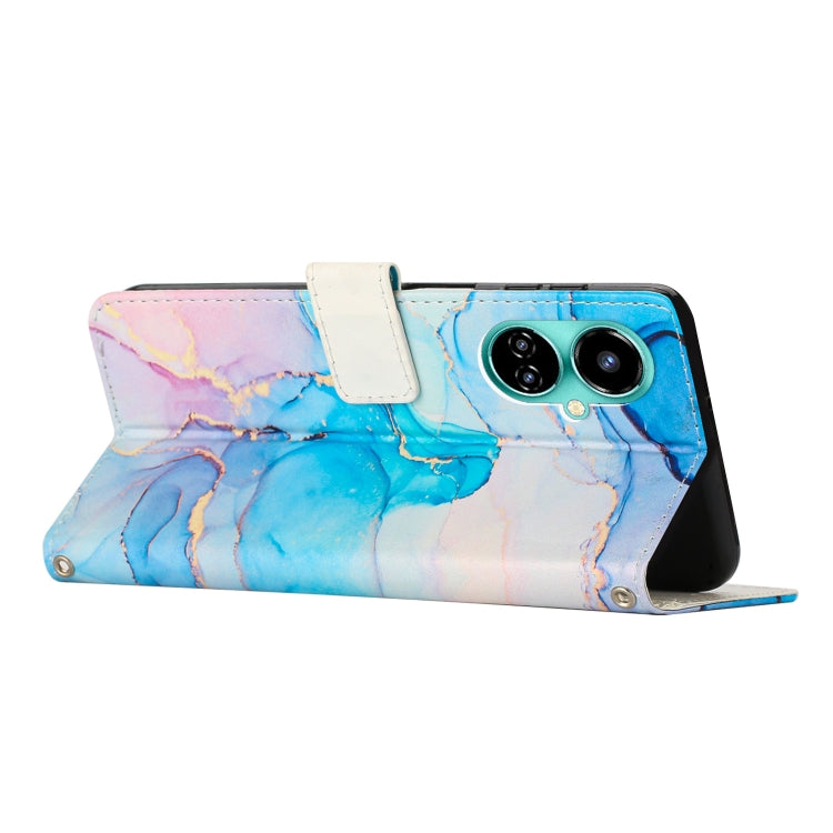 Para Tecno Camon 19/19 Pro Crossbody Funda de teléfono de cuero con patrón de mármol pintado (rosa verde)