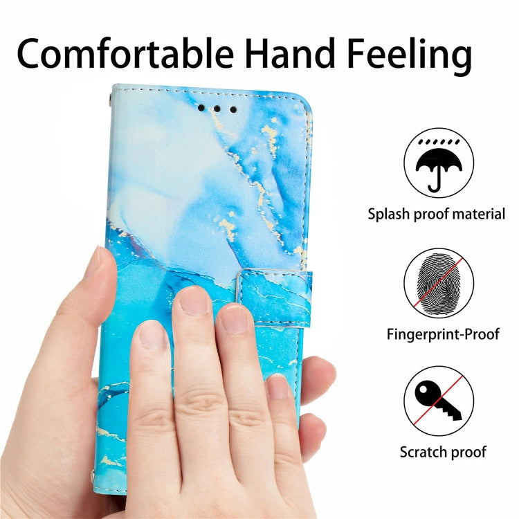 Para Tecno Camon 19/19 Pro Crossbody Funda de teléfono de cuero con patrón de mármol pintado (azul verde)