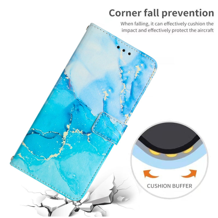 Para Tecno Camon 19/19 Pro Crossbody Funda de teléfono de cuero con patrón de mármol pintado (azul verde)