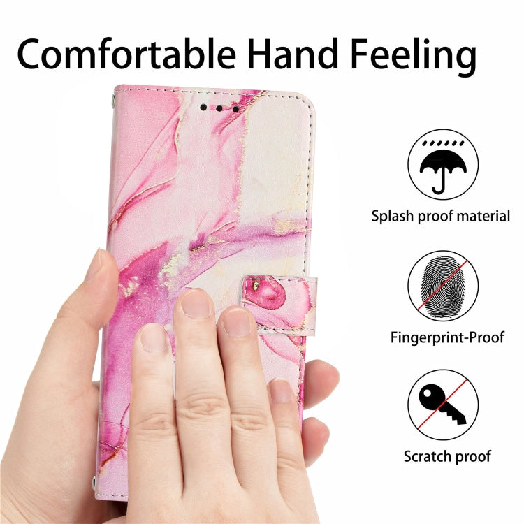 Para Tecno Pova 3 Crossbody Funda de teléfono de cuero con patrón de mármol pintado (Oro rosa)