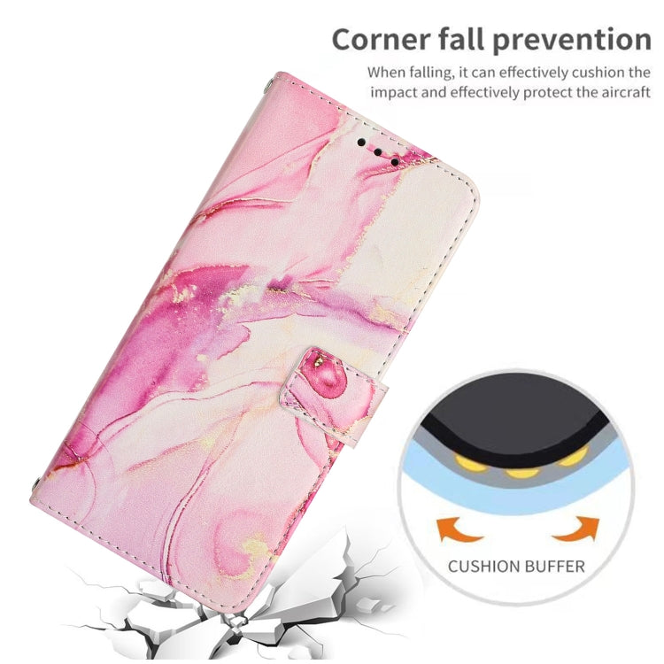 Para Tecno Pova 3 Crossbody Funda de teléfono de cuero con patrón de mármol pintado (Oro rosa)