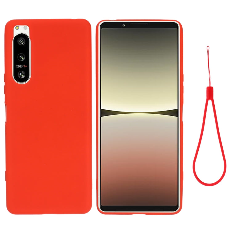 Para Sony Xperia 5 IV Funda protectora de cobertura total a prueba de caídas de silicona líquida de color sólido (Rojo)