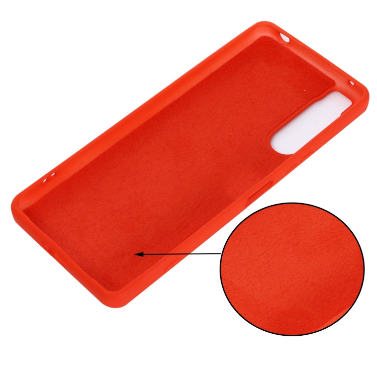 Para Sony Xperia 5 IV Funda protectora de cobertura total a prueba de caídas de silicona líquida de color sólido (Rojo)