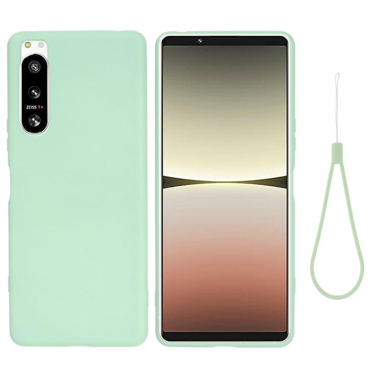 Para Sony Xperia 5 IV Funda protectora de cobertura total a prueba de caídas de silicona líquida de color sólido (Verde)