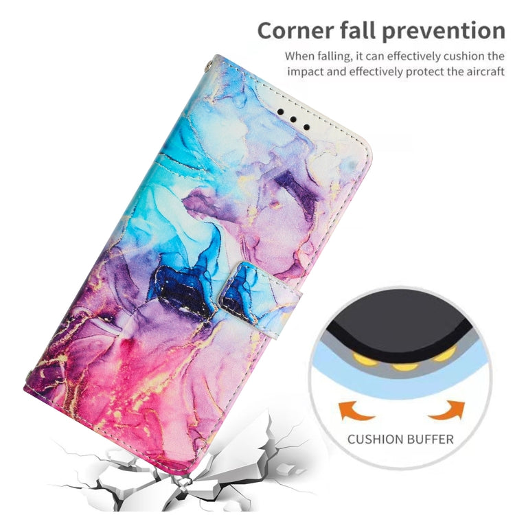 Para Motorola Edge 30 Crossbody Funda de teléfono de cuero con patrón de mármol pintado (rosa púrpura)