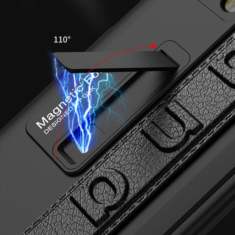Para Huawei Mate X2 GKK Estuche para teléfono con bisagra magnética integrada con correa para la muñeca (Blanco)