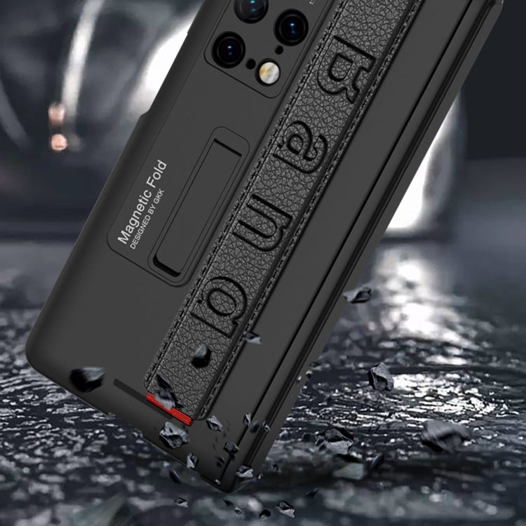 Para Huawei Mate X2 GKK Estuche para teléfono con bisagra magnética integrada con correa para la muñeca (Blanco)