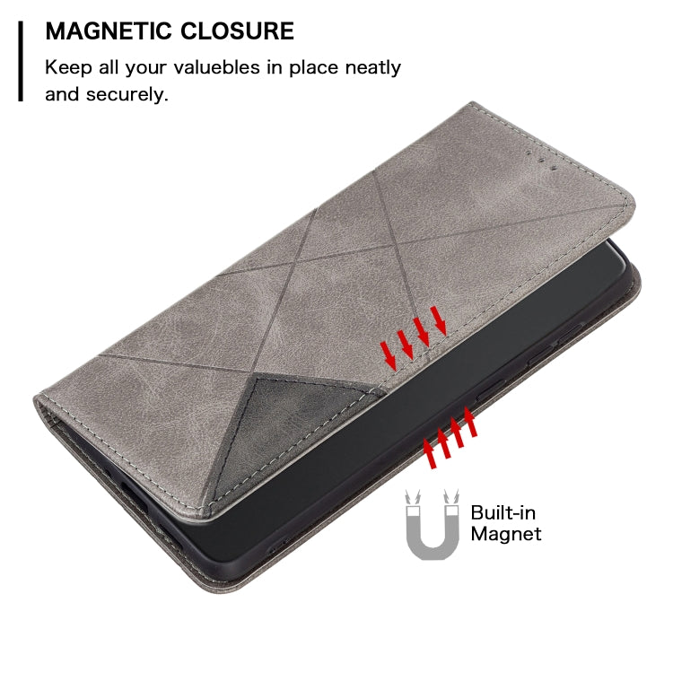 Estuche de Teléfono Samsung Galaxy A54 5G Cuero Magnético Invisible Prismático (Gris)