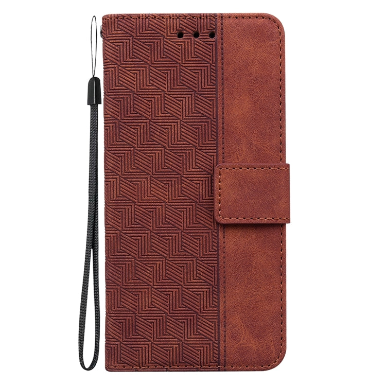 Estuche de Teléfono Samsung Galaxy S23+ 5G Cuero con Tapa En Relieve Geométrico (Marrón)