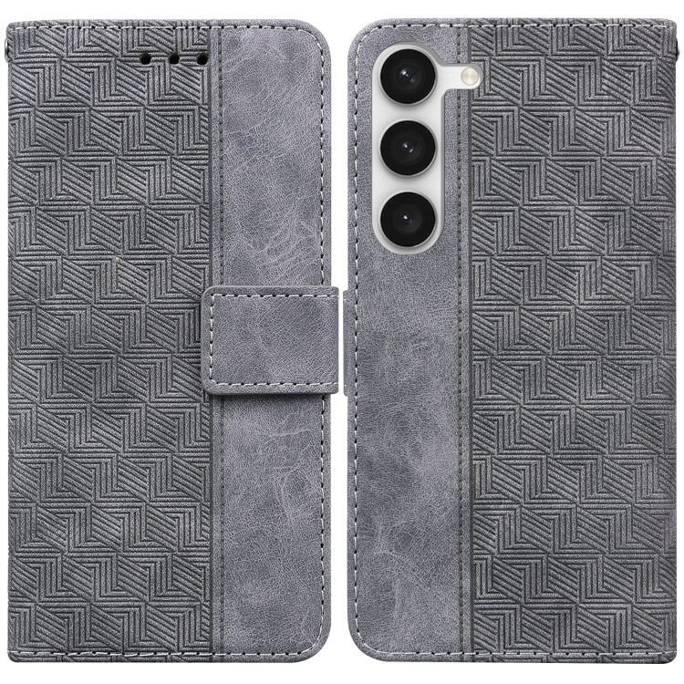 Estuche de Teléfono Samsung Galaxy S23+ 5G Cuero Tapa En Relieve Geométrico (Gris)