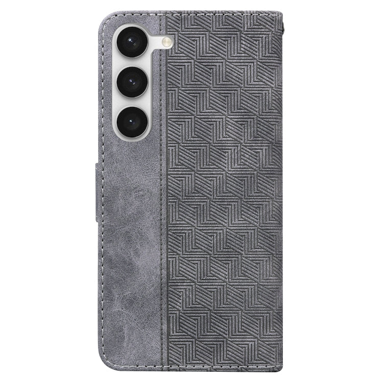 Estuche de Teléfono Samsung Galaxy S23+ 5G Cuero Tapa En Relieve Geométrico (Gris)