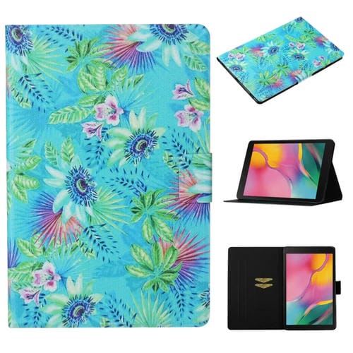 Funda para Galaxy Tab A 8.0 (2019) T290/T295 Cuero con Tapa Horizontal Soporte y Ranura para Tarjeta (Flores)