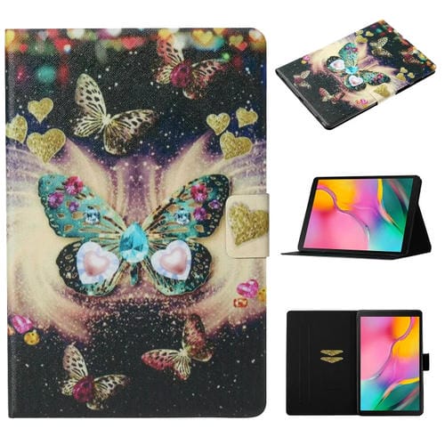 Funda de Cuero Galaxy Tab a 10.1 (2019) T515/T510 con Tapa Soporte y Ranura para Tarjeta (Mariposas)