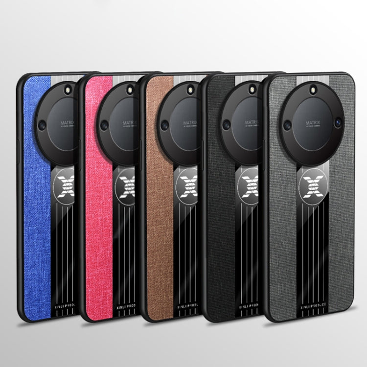 Para Honor X40 XINLI Costura de tela Textura TPU Caja del teléfono con soporte para anillo (Gris)
