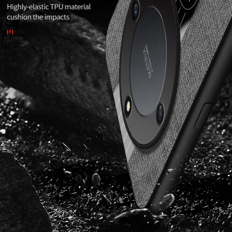 Para Honor X40 XINLI Costura de tela Textura TPU Caja del teléfono con soporte para anillo (Gris)