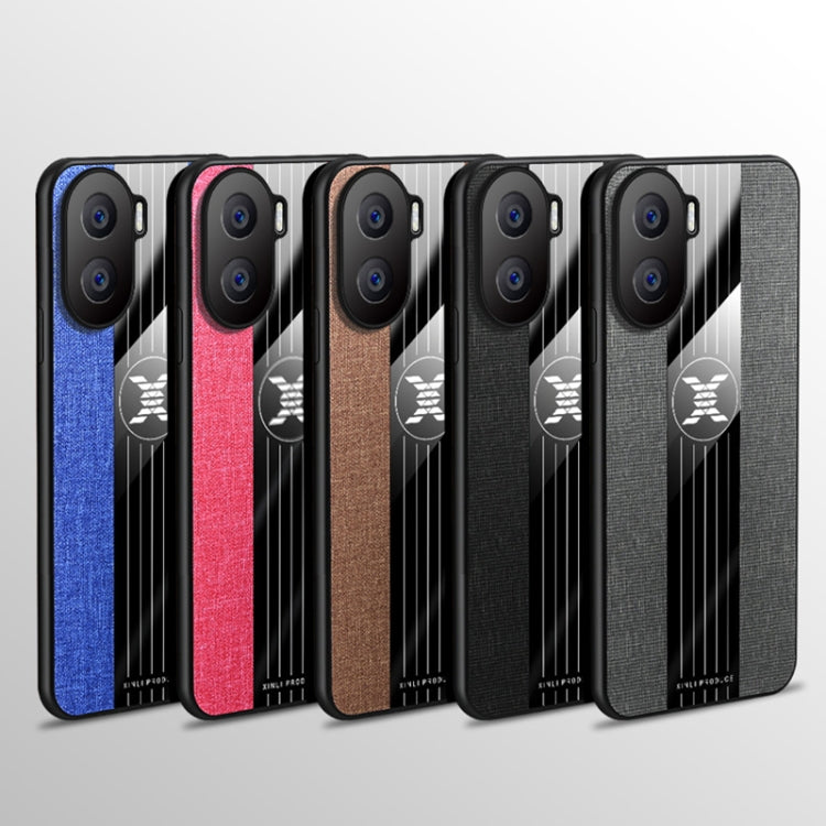 Para Honor X40i XINLI Costura de tela Textura TPU Funda para teléfono con soporte para anillo (Rojo)