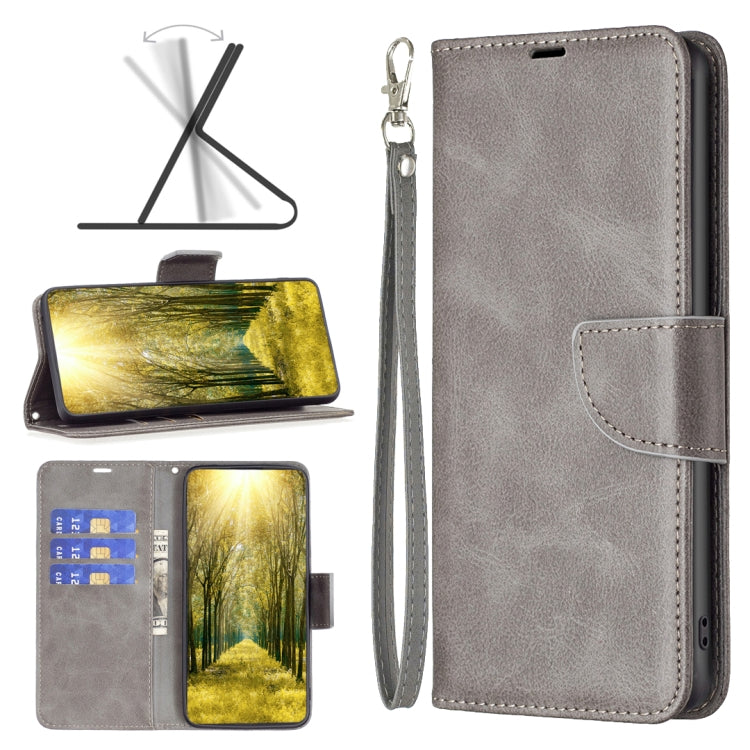 Para Motorola Moto G72 Textura de piel de cordero Funda de cuero de color puro para teléfono (Gris)