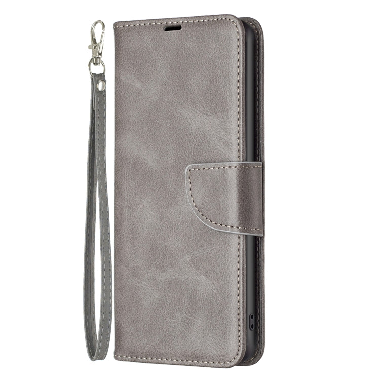 Para Motorola Moto G72 Textura de piel de cordero Funda de cuero de color puro para teléfono (Gris)