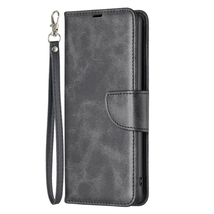 Para Nokia X30 Textura de piel de cordero Funda de cuero de color puro para teléfono (Negro)