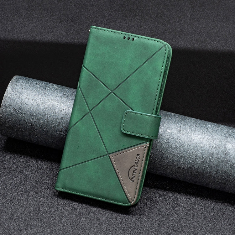 Para Nokia X30 Hebilla magnética Rombo Textura Funda de cuero para teléfono (Verde)